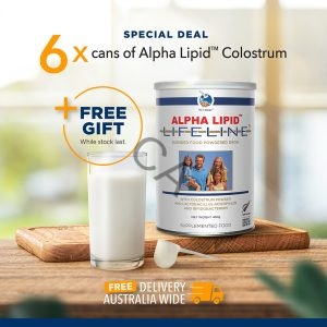 Alpha lipid lifeline colostrum 6 can buy with free gift